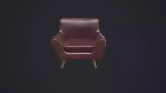 Old Leather Arm Chair Low-poly 3D model