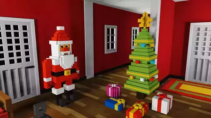 Voxel Christmas Pack Low-poly 3D model