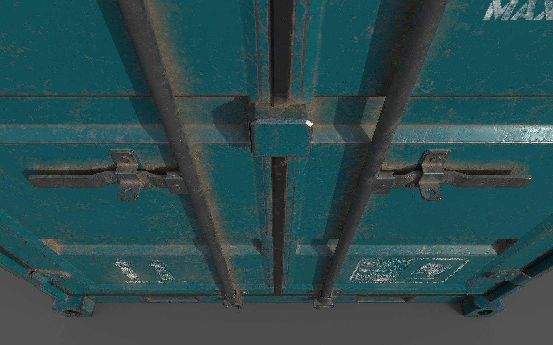 Dark Teal Shipping Container PBR Low-Poly Game Ready 3D Model Low-poly 3D model_17