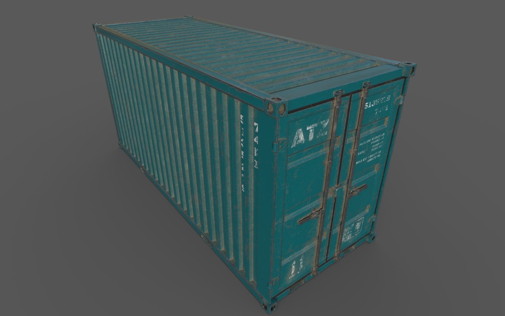 Dark Teal Shipping Container PBR Low-Poly Game Ready 3D Model Low-poly 3D model_10