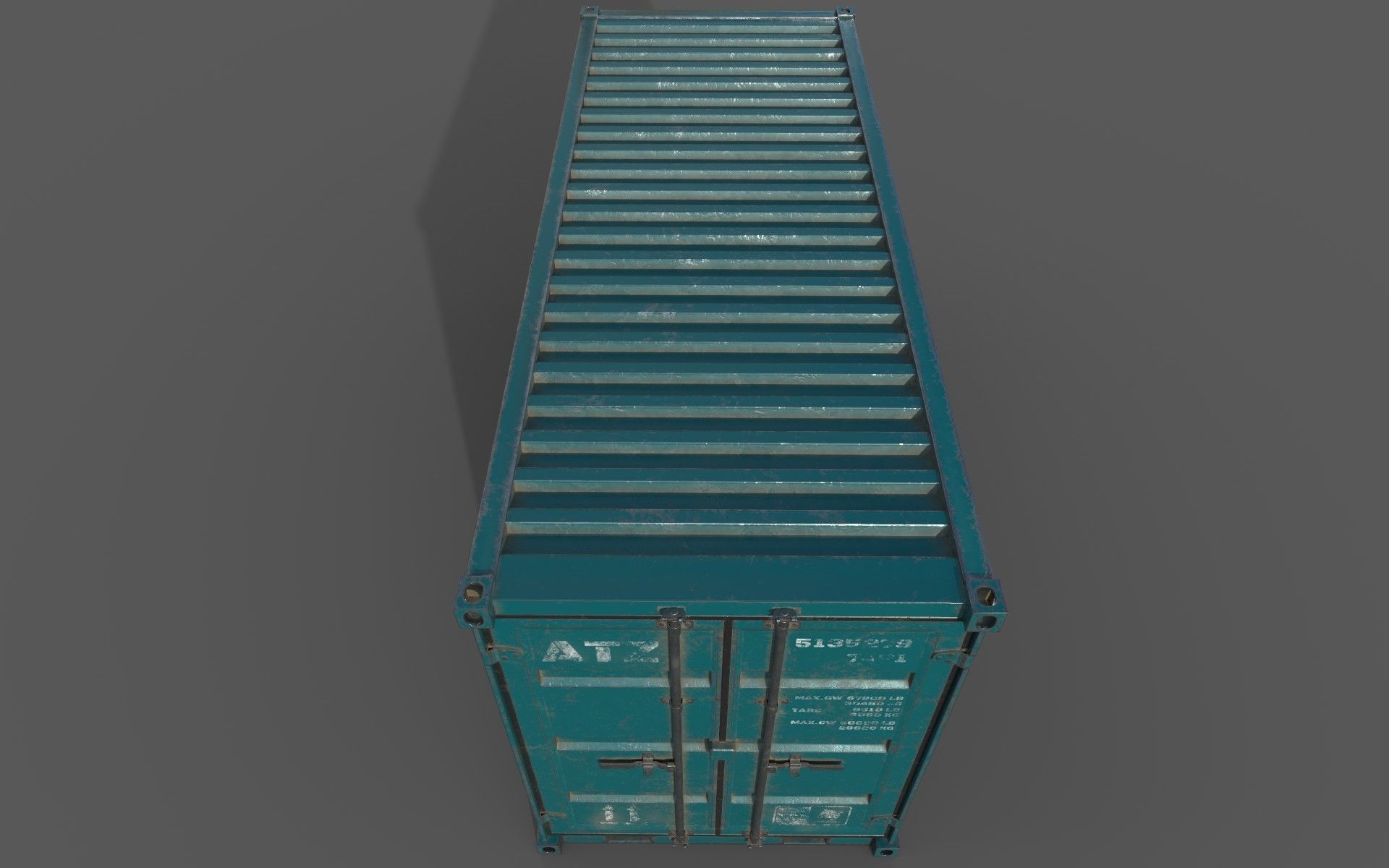 Dark Teal Shipping Container PBR Low-Poly Game Ready 3D Model Low-poly 3D model_8