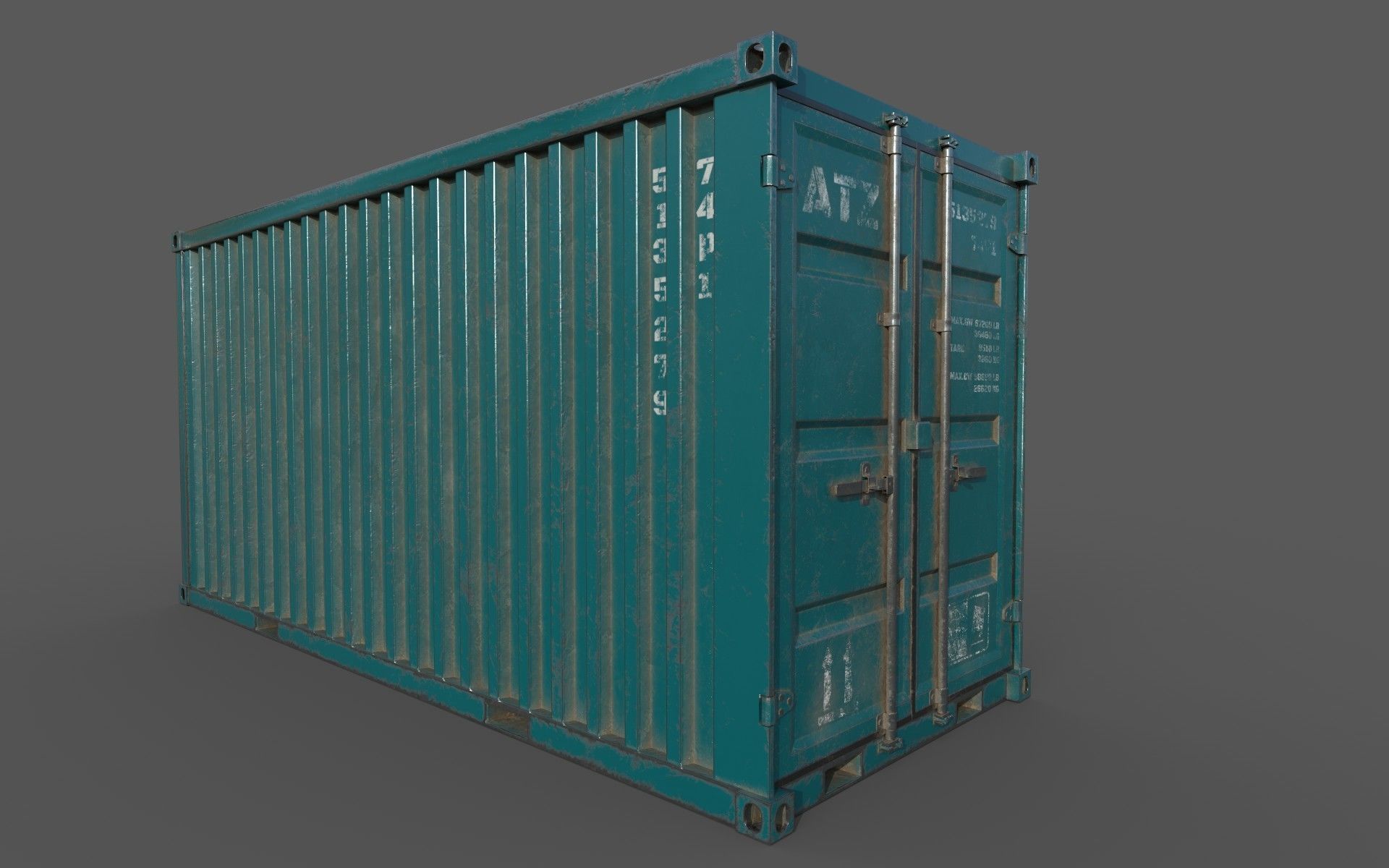 Dark Teal Shipping Container PBR Low-Poly Game Ready 3D Model Low-poly 3D model_1