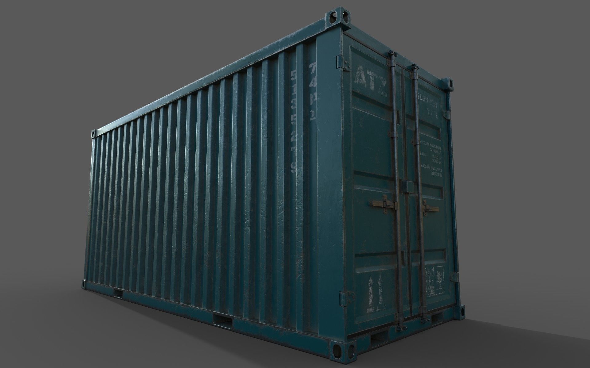 Dark Teal Shipping Container PBR Low-Poly Game Ready 3D Model Low-poly 3D model_15