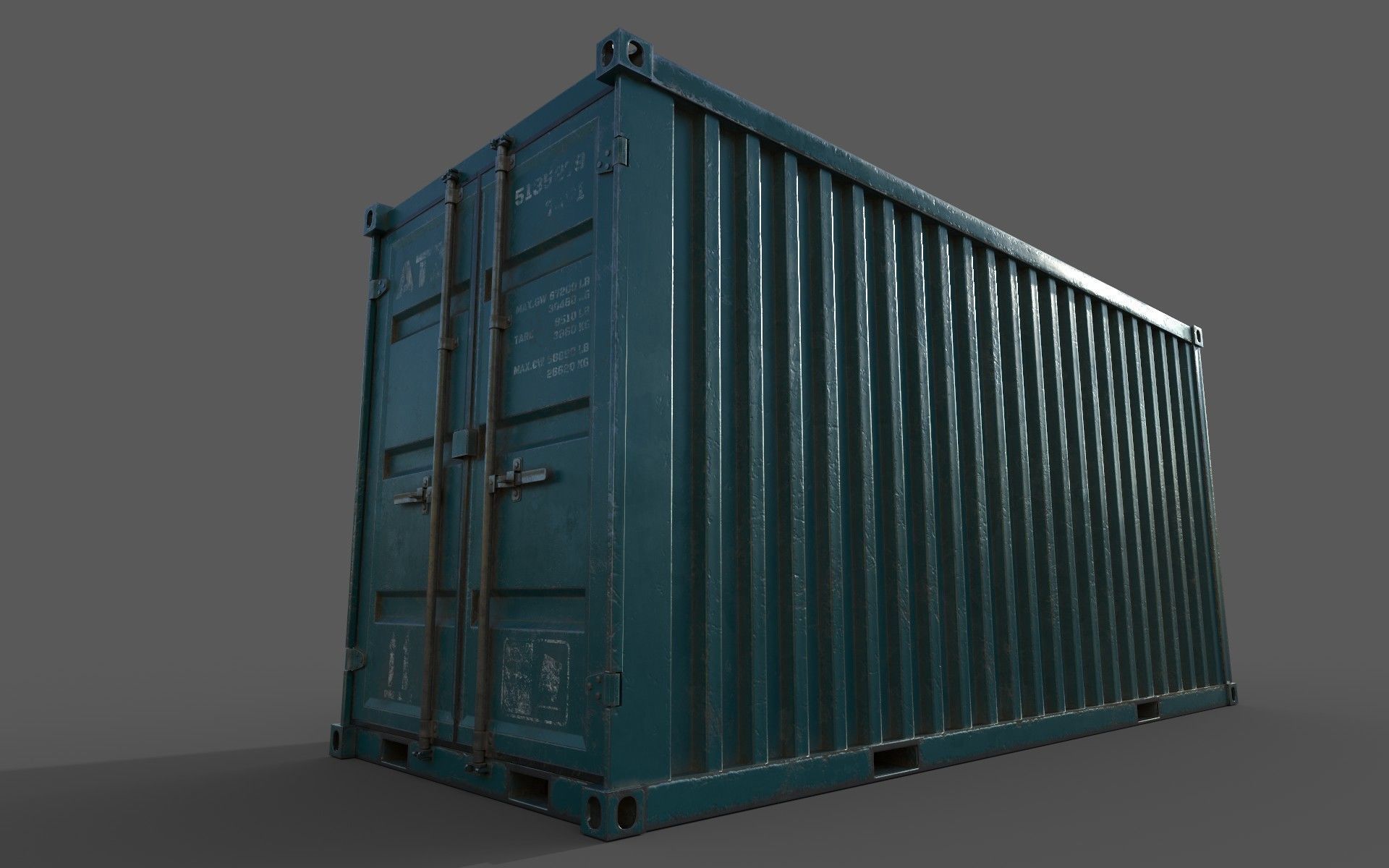 Dark Teal Shipping Container PBR Low-Poly Game Ready 3D Model Low-poly 3D model_16