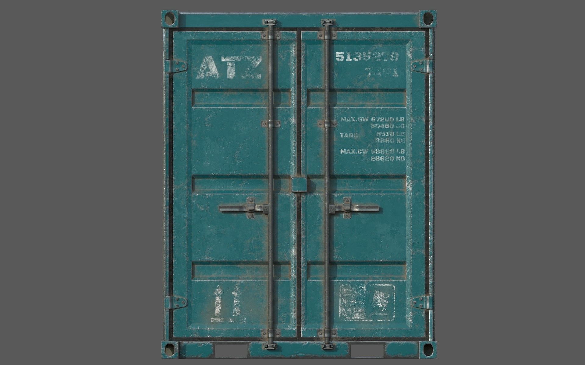 Dark Teal Shipping Container PBR Low-Poly Game Ready 3D Model Low-poly 3D model_11