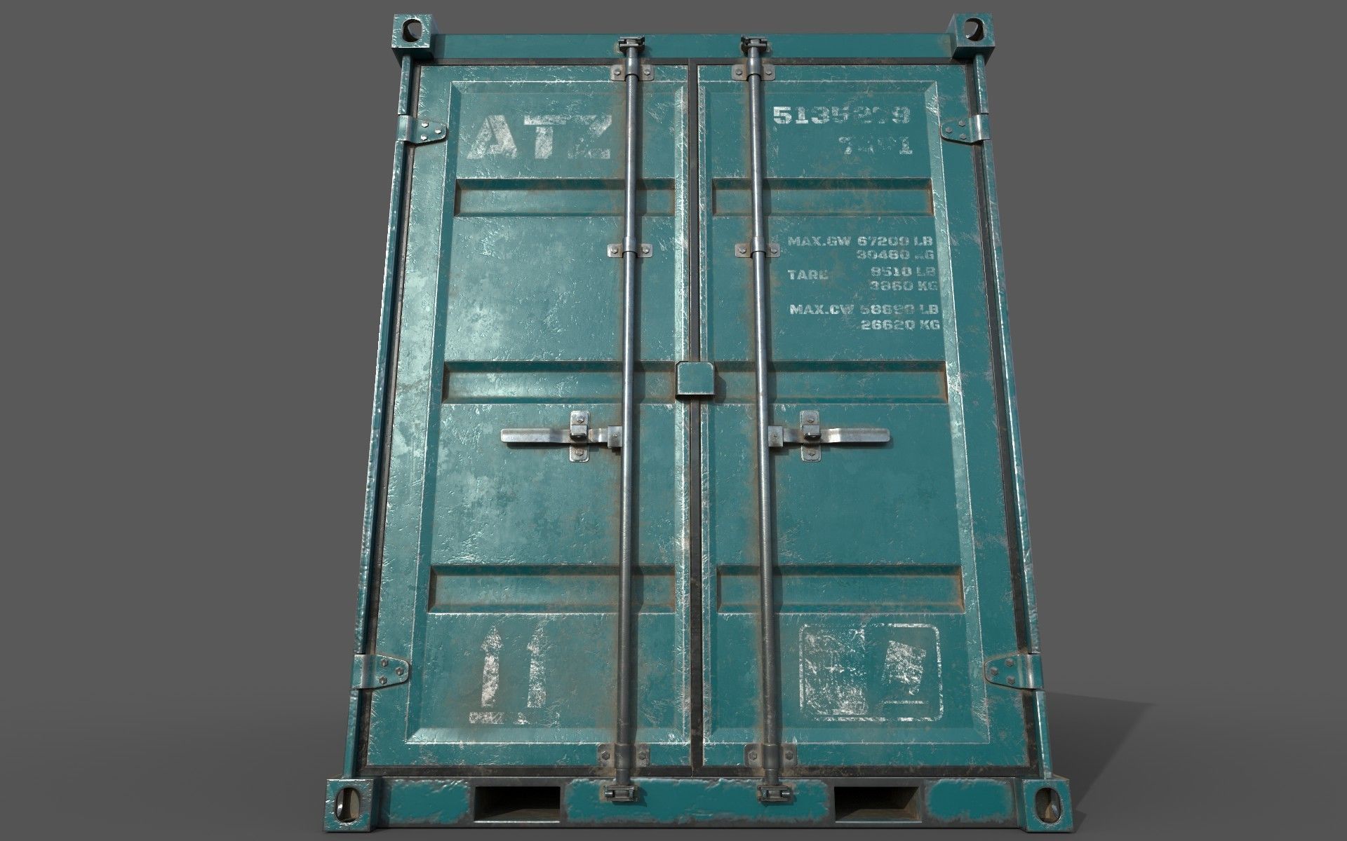 Dark Teal Shipping Container PBR Low-Poly Game Ready 3D Model Low-poly 3D model_7