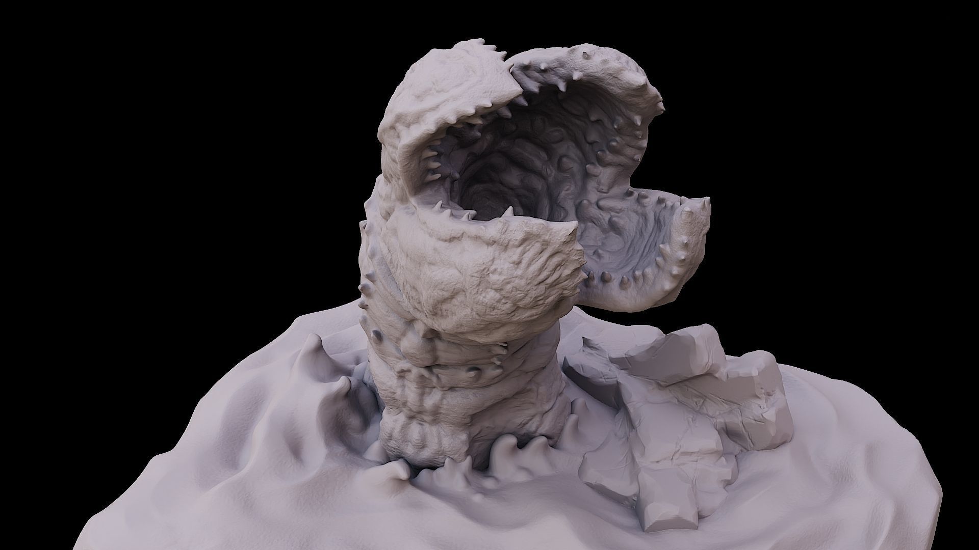 Desert worm in dunes sci fi creature 3D print model_5