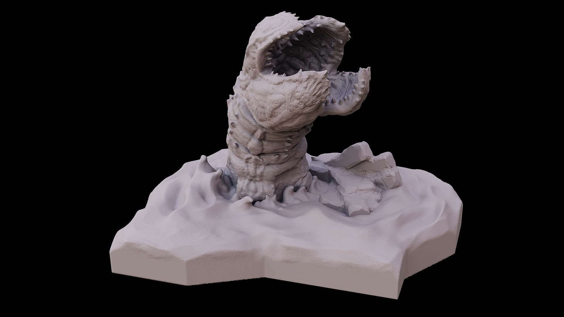 Desert worm in dunes sci fi creature 3D print model_0
