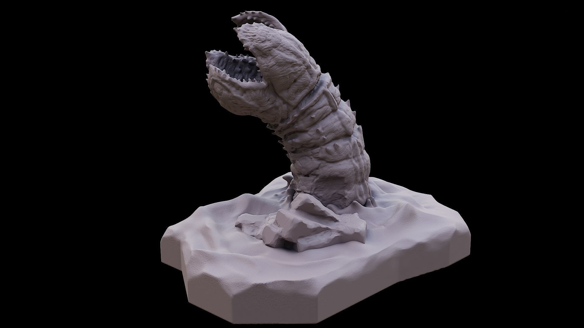 Desert worm in dunes sci fi creature 3D print model_2