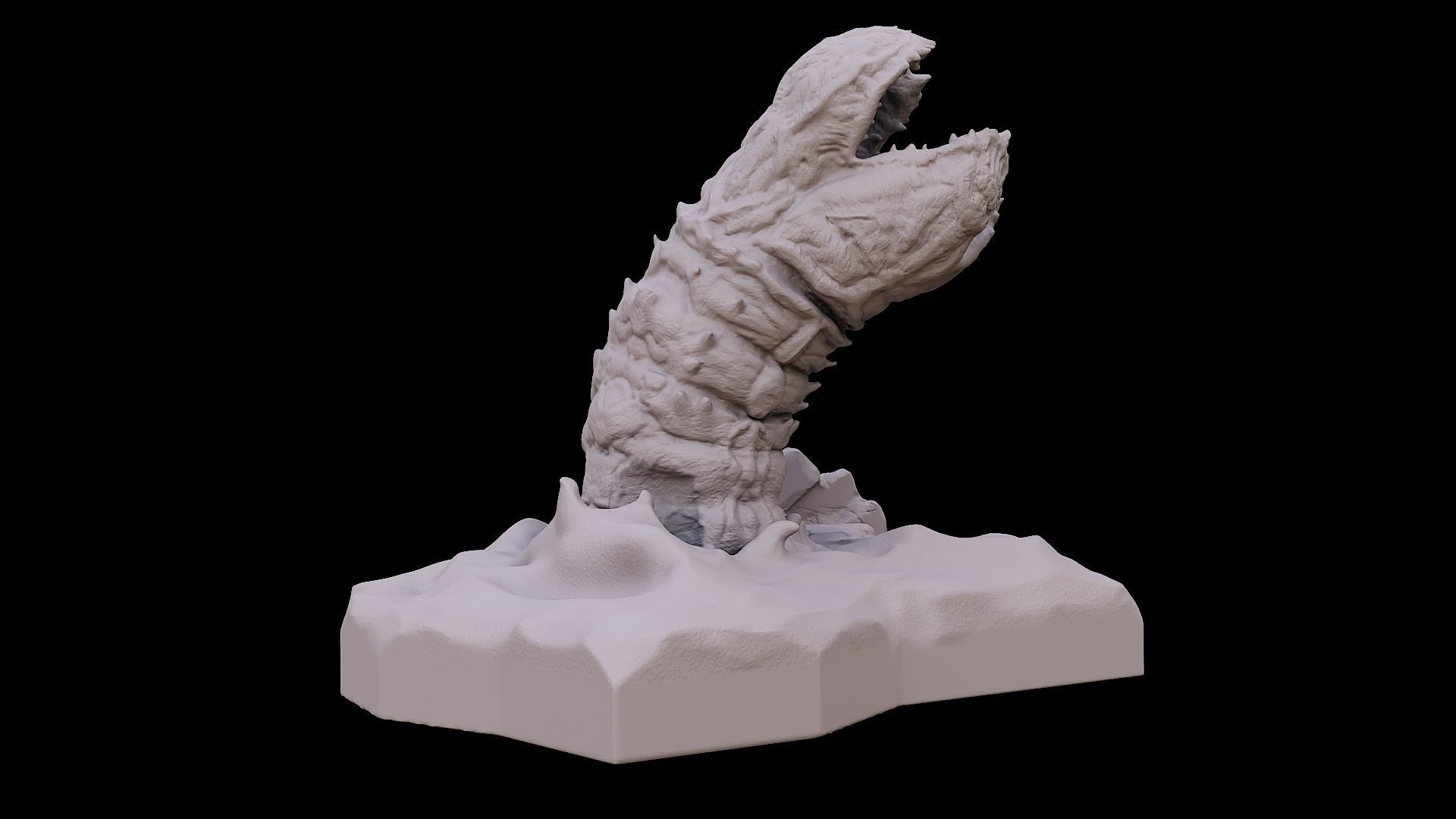 Desert worm in dunes sci fi creature 3D print model_4