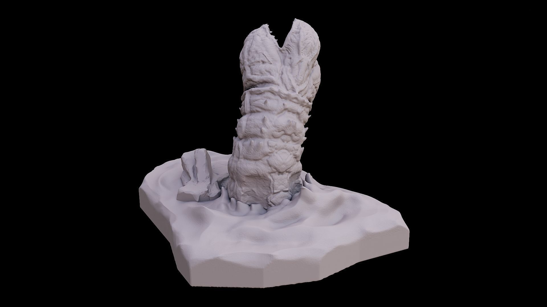 Desert worm in dunes sci fi creature 3D print model_3