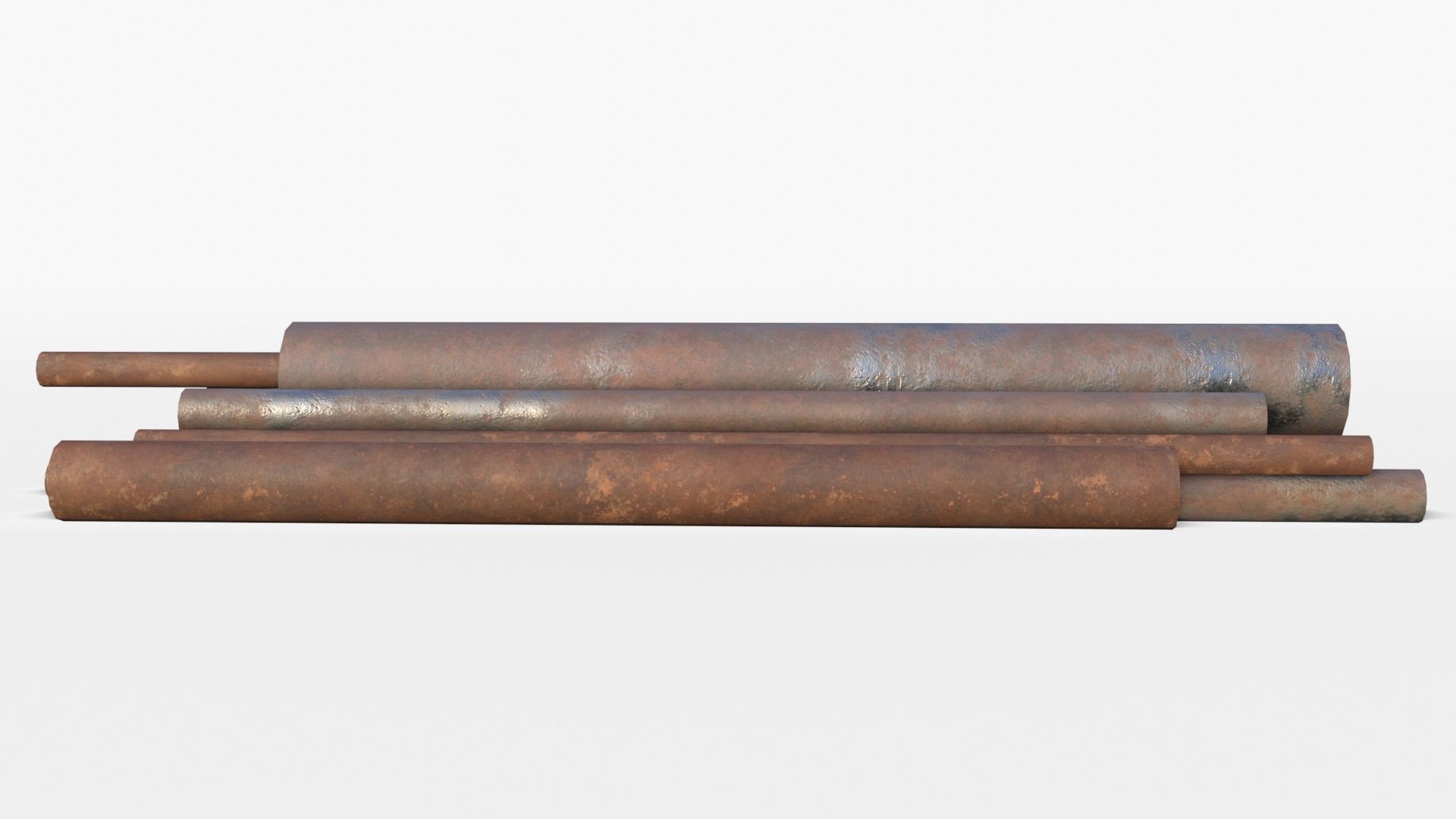 Steel Rusted Pipes Low-poly 3D model_7