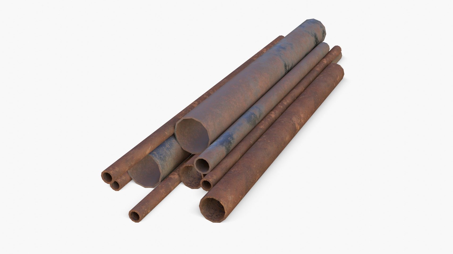 Steel Rusted Pipes Low-poly 3D model_2
