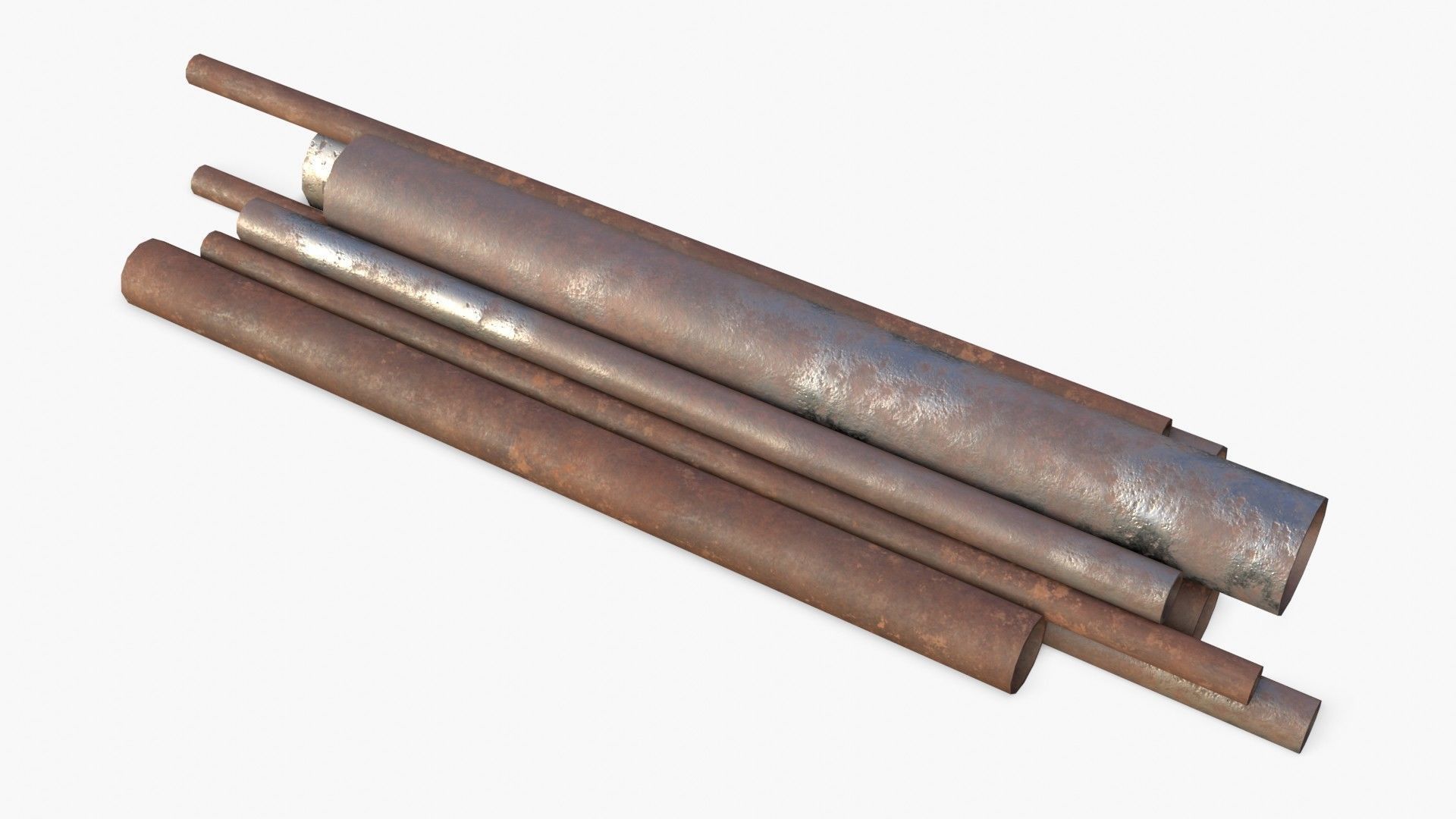 Steel Rusted Pipes Low-poly 3D model_6