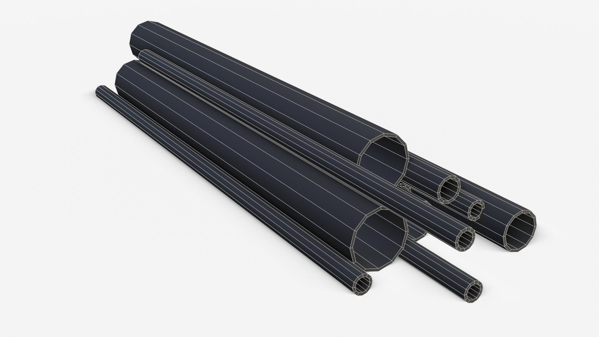 Steel Rusted Pipes Low-poly 3D model_16