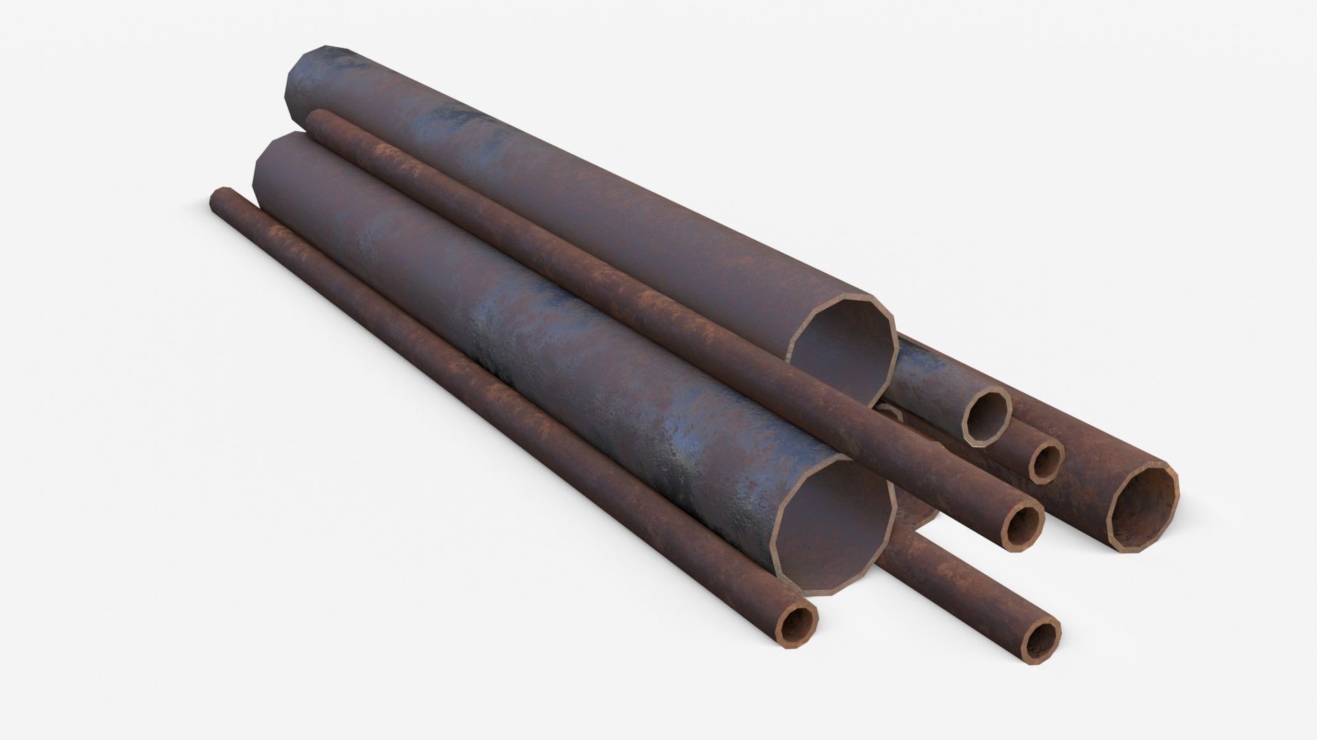 Steel Rusted Pipes Low-poly 3D model_3