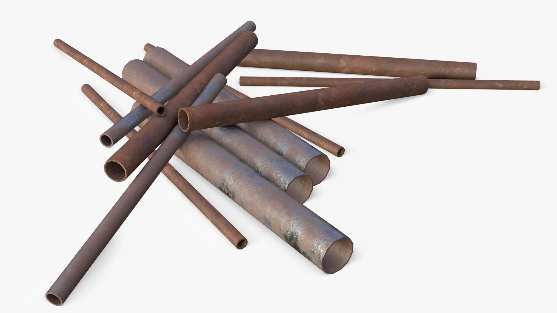 Steel Rusted Pipes Low-poly 3D model_23
