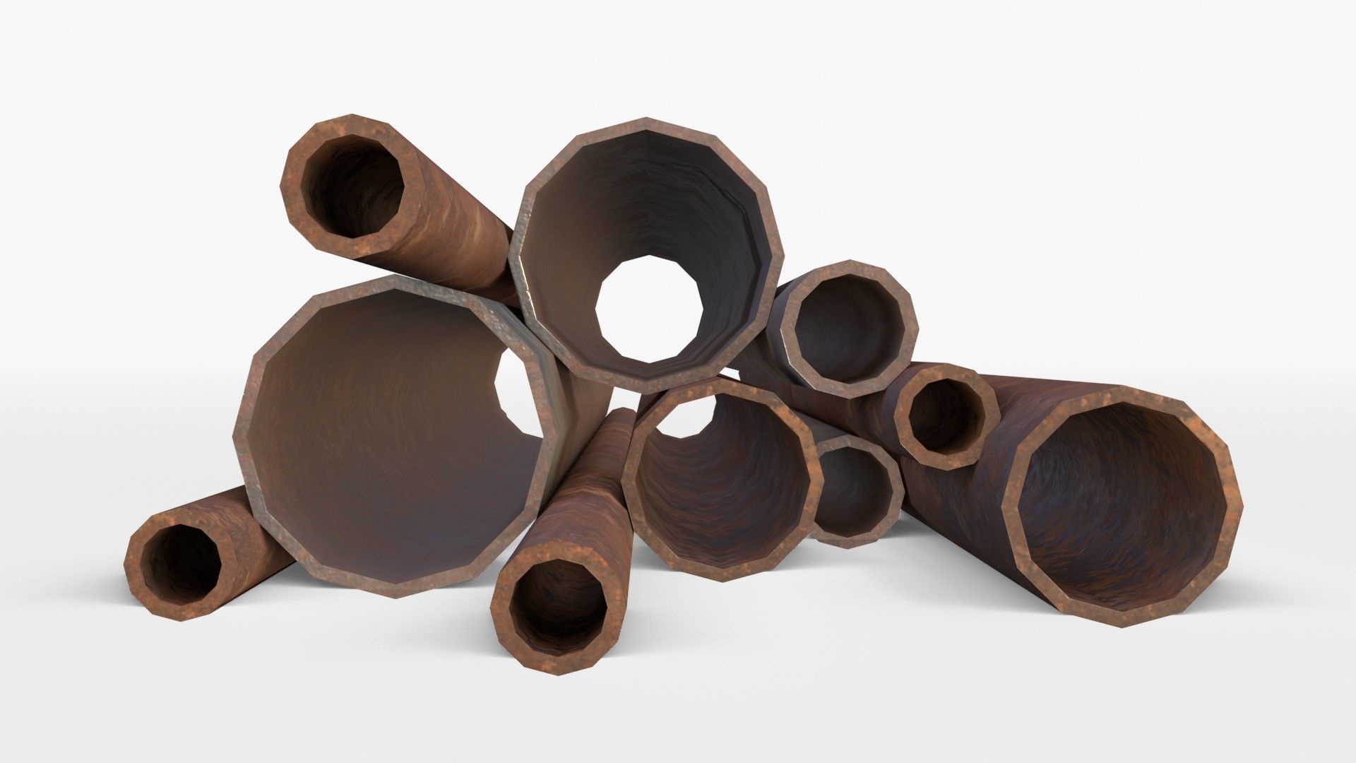 Steel Rusted Pipes Low-poly 3D model_9