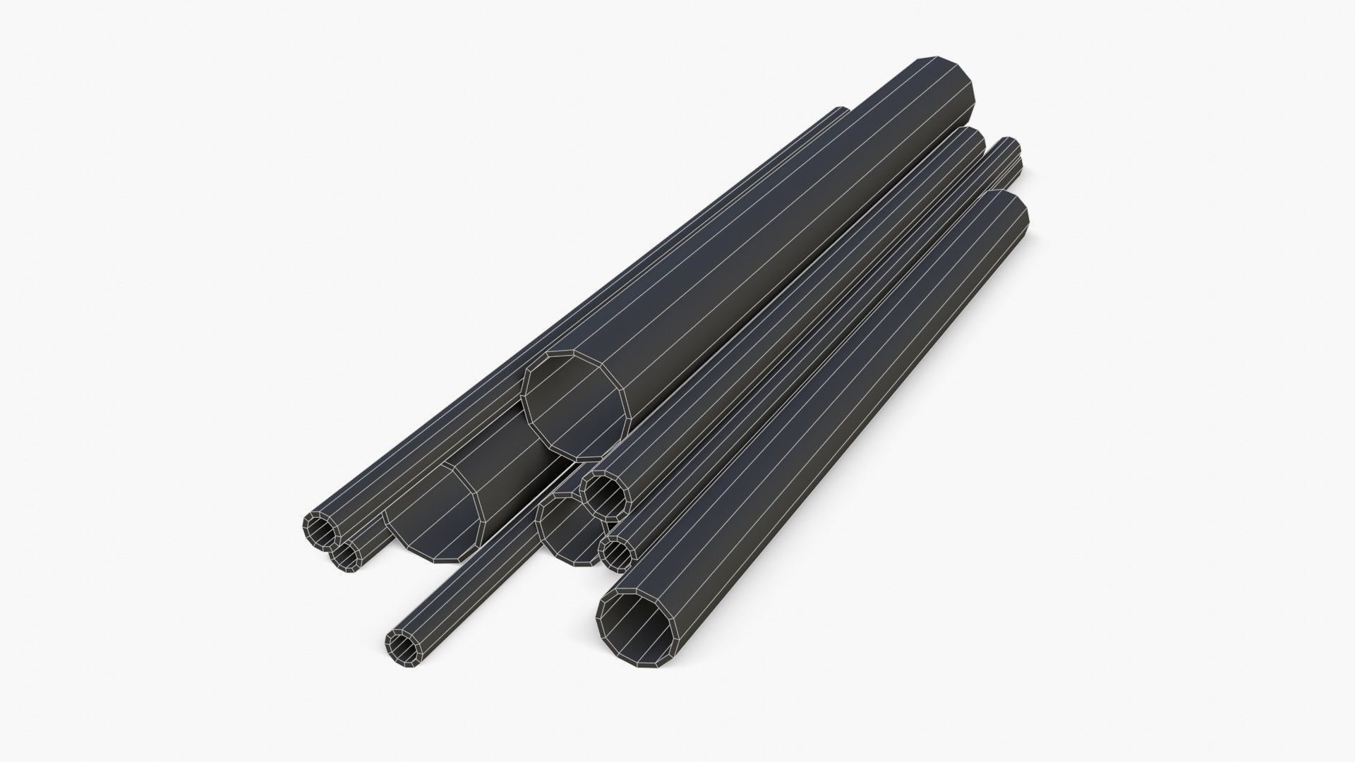 Steel Rusted Pipes Low-poly 3D model_15