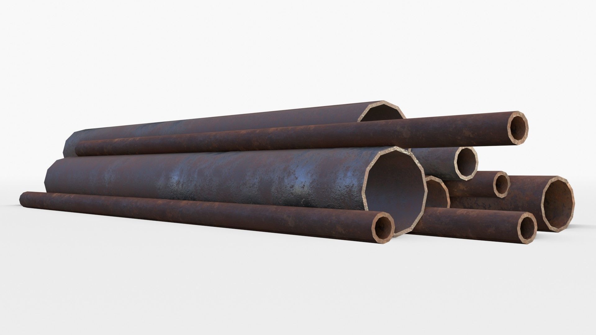 Steel Rusted Pipes Low-poly 3D model_4