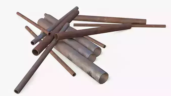 Steel Rusted Pipes Low-poly 3D model