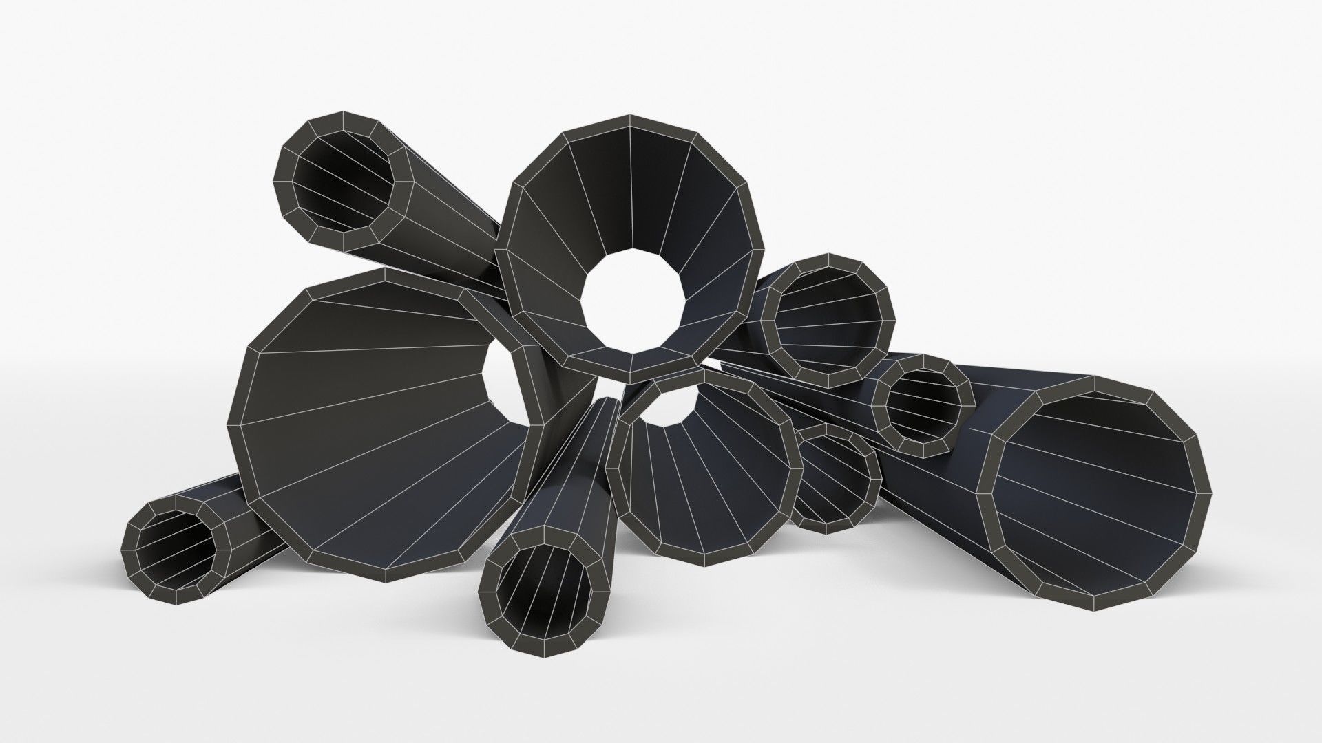 Steel Rusted Pipes Low-poly 3D model_22