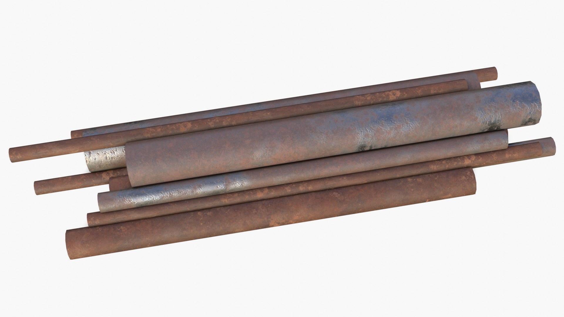 Steel Rusted Pipes Low-poly 3D model_8
