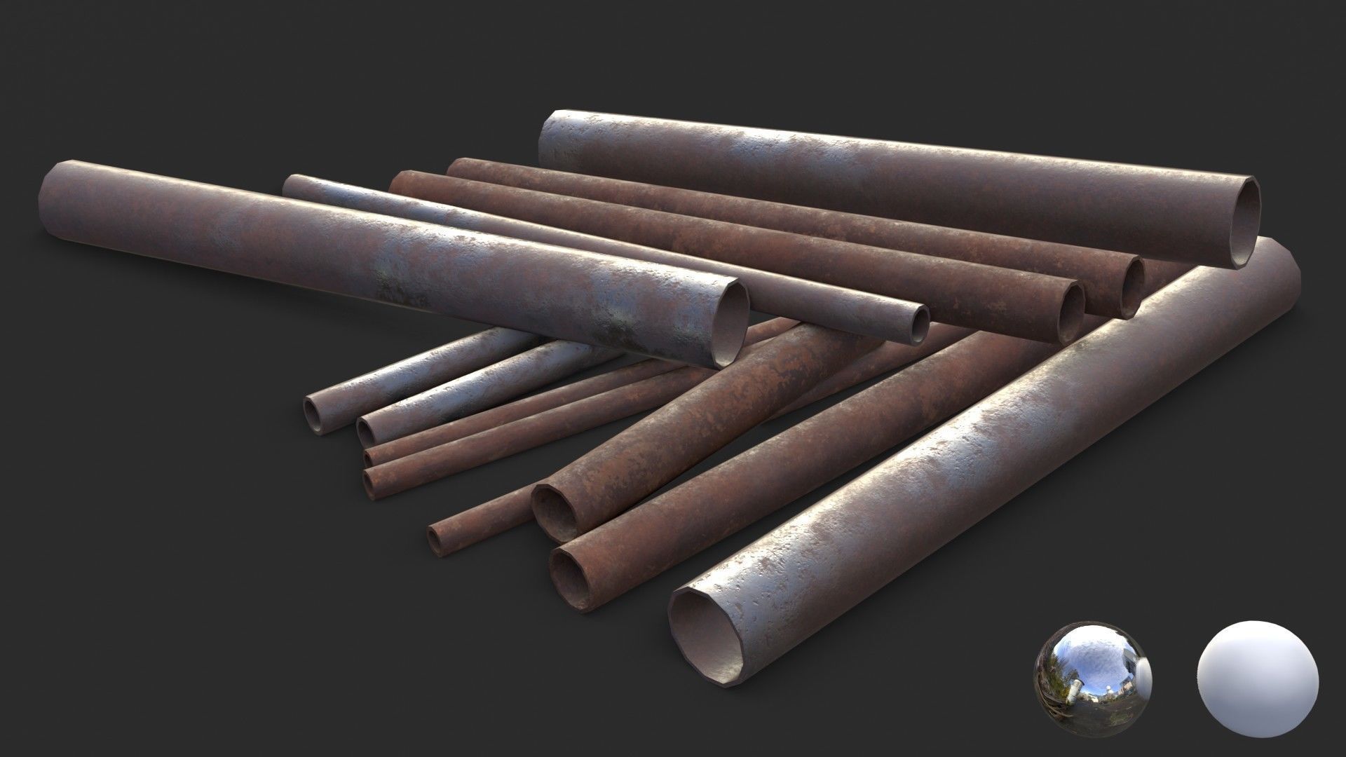 Steel Rusted Pipes Low-poly 3D model_11