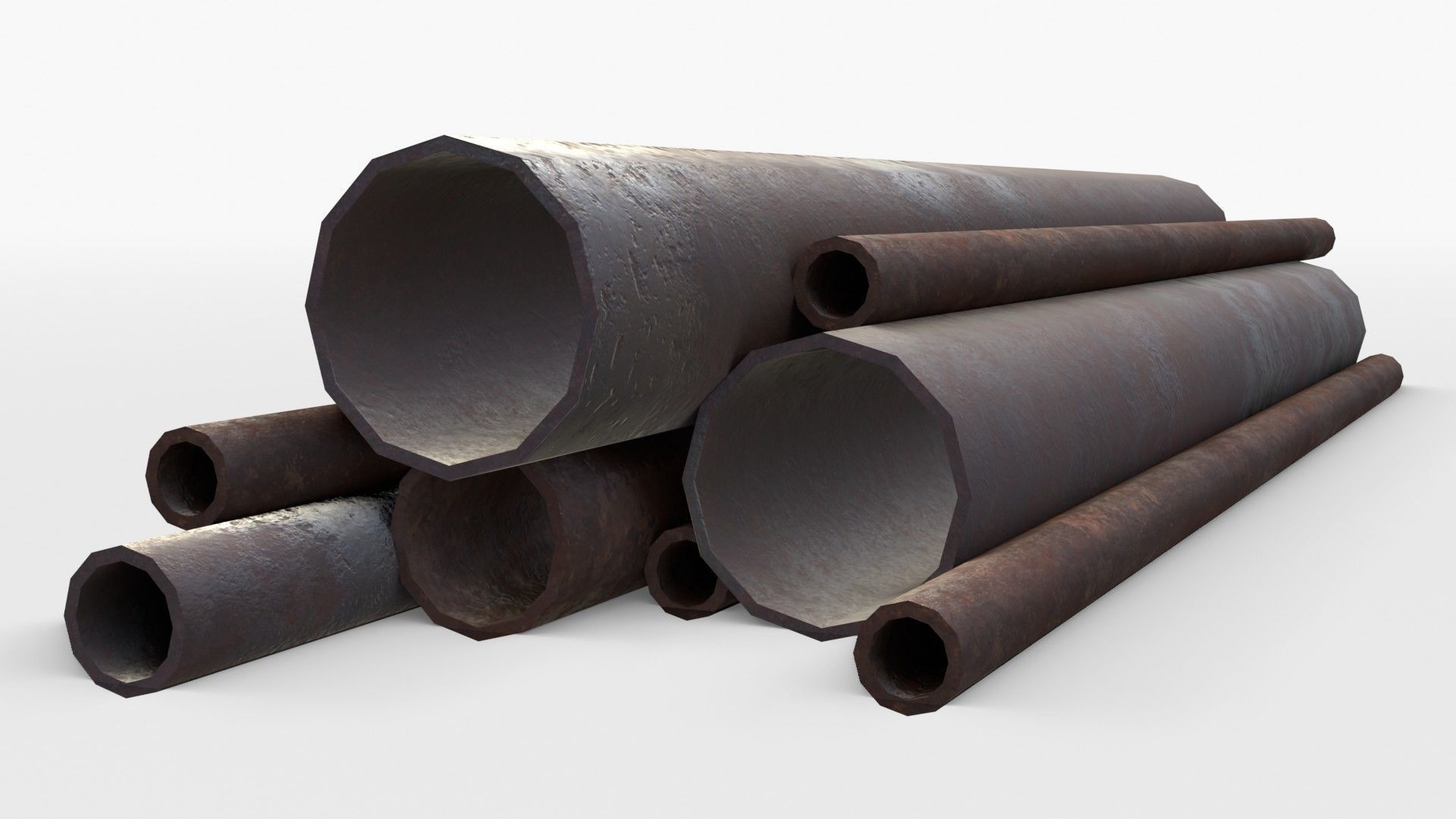 Steel Rusted Pipes Low-poly 3D model_5