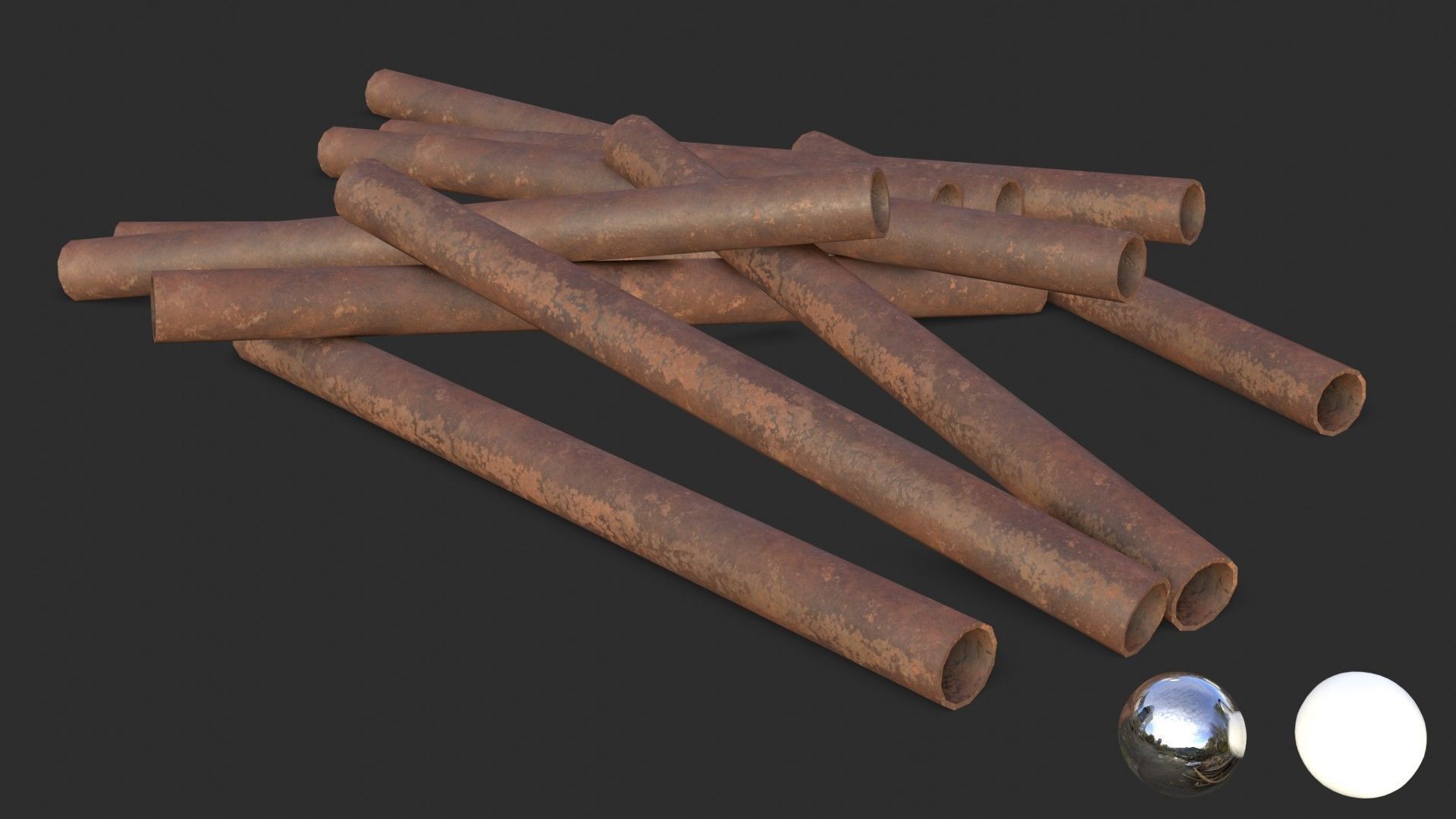 Steel Rusted Pipes Low-poly 3D model_13