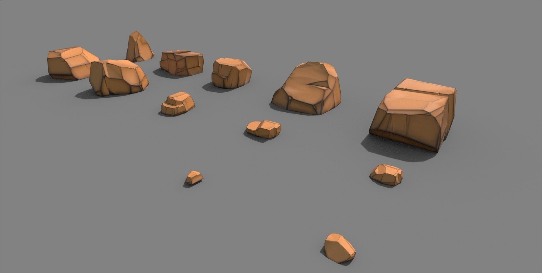 Cartoon Rock Styled set PBR Low-poly 3D model_2
