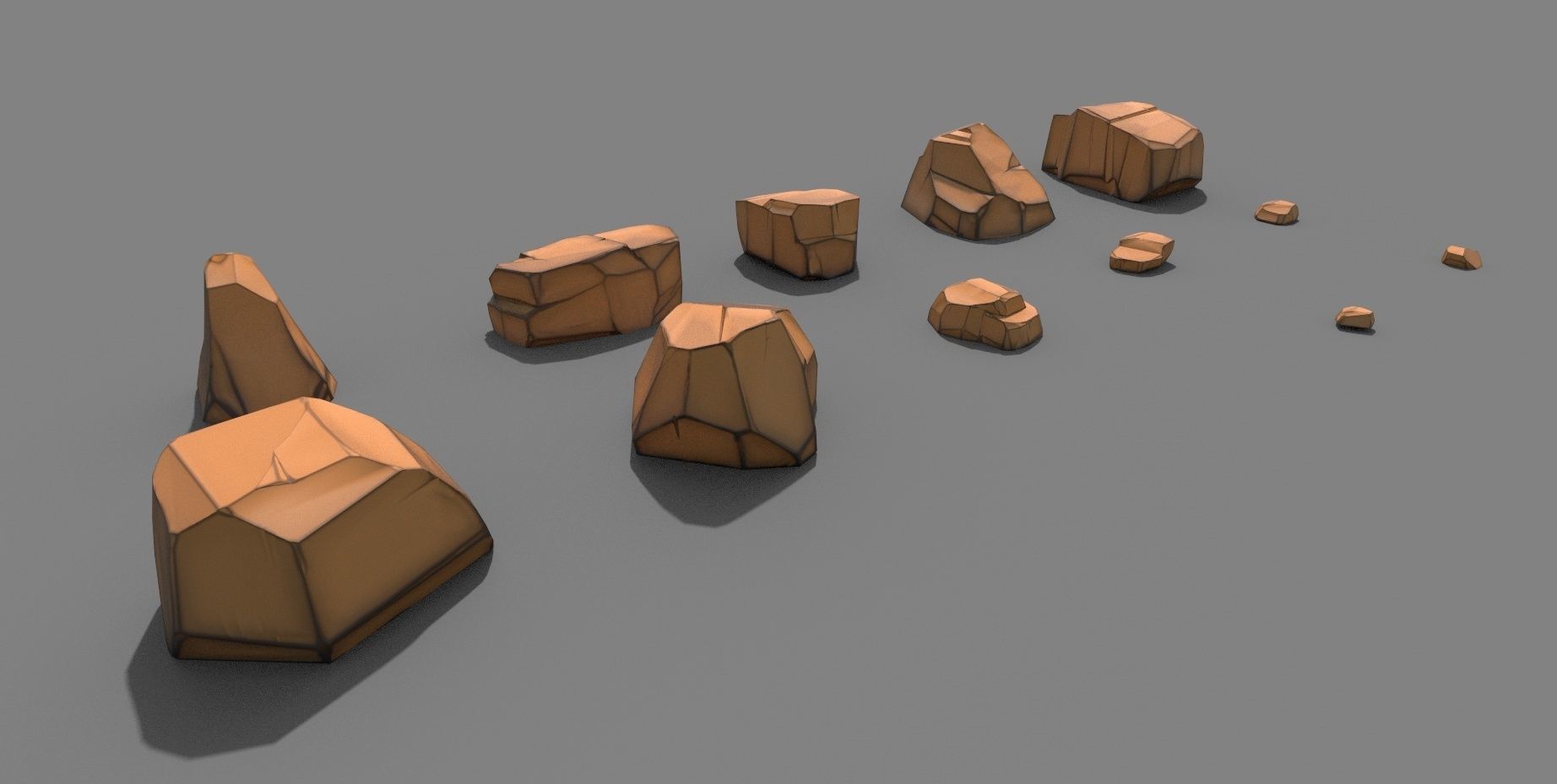 Cartoon Rock Styled set PBR Low-poly 3D model_1