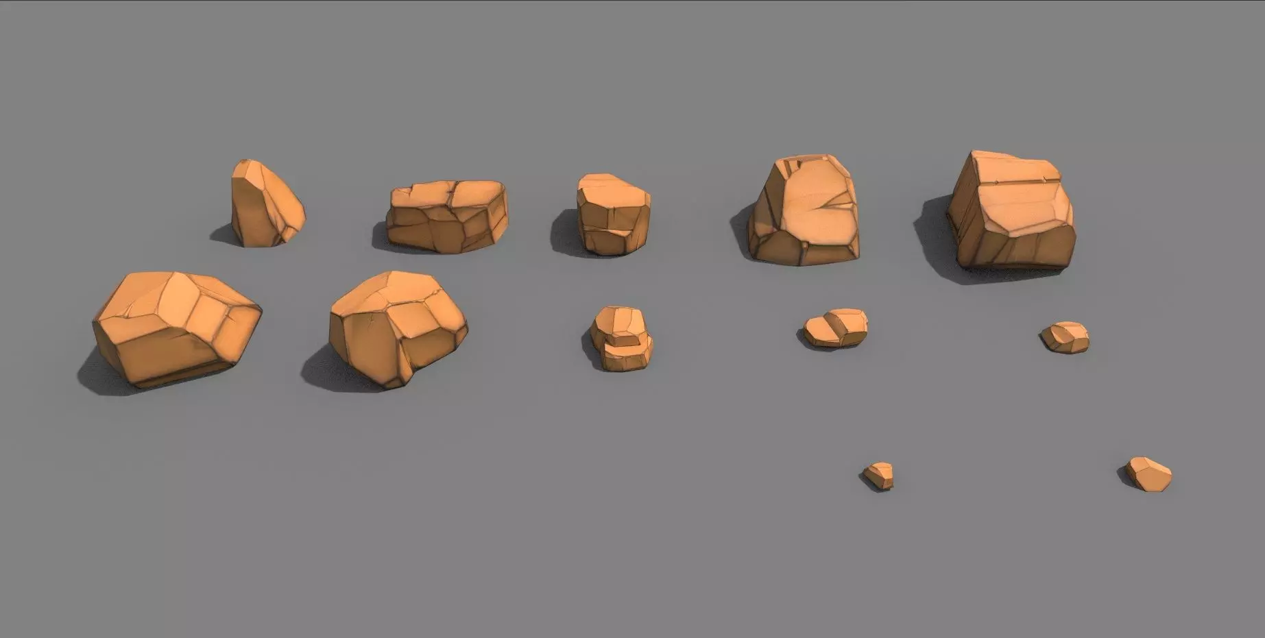 Cartoon Rock Styled set PBR Low-poly 3D model_0
