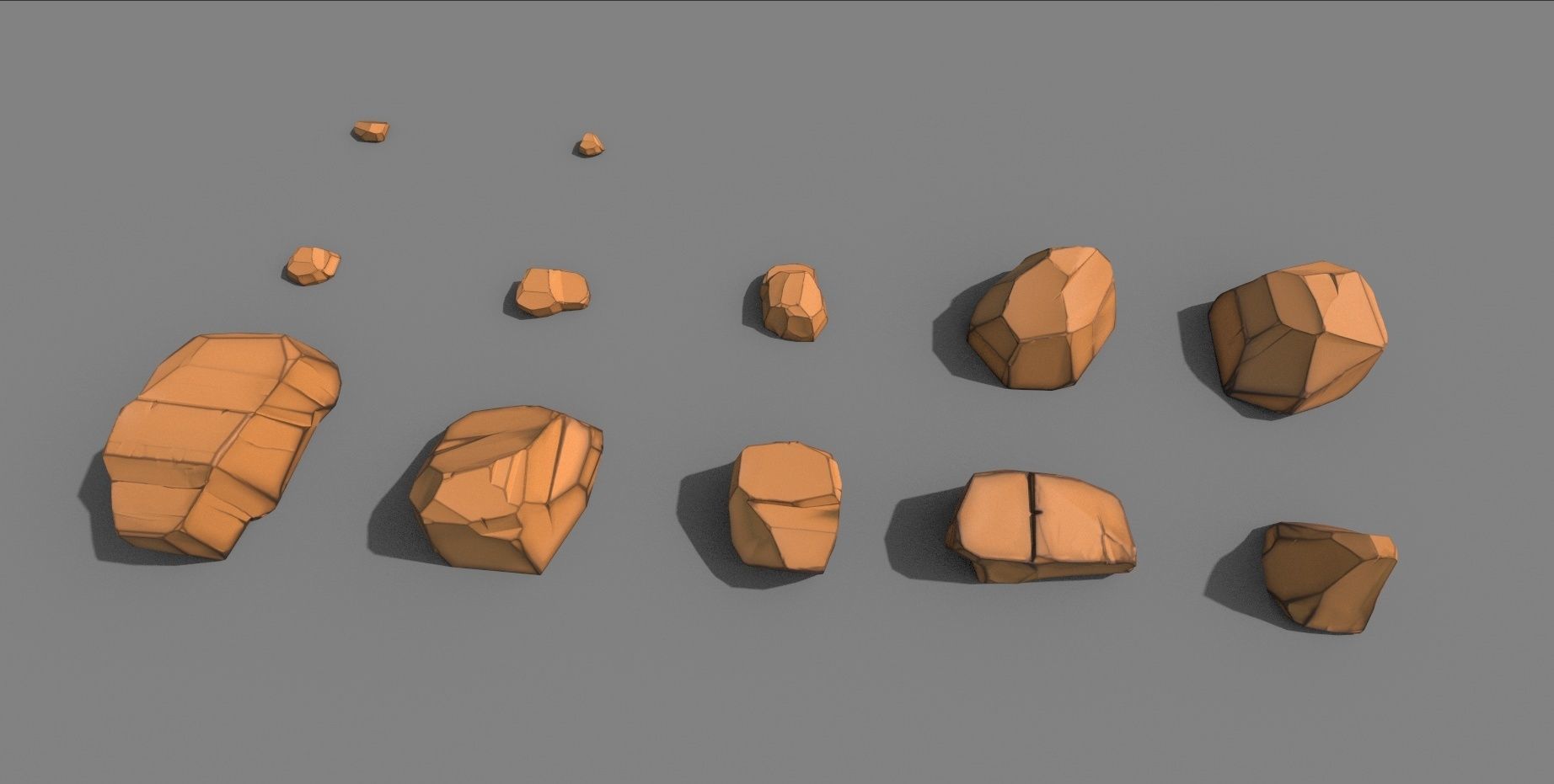 Cartoon Rock Styled set PBR Low-poly 3D model_4