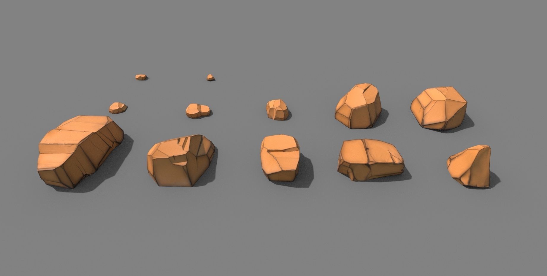Cartoon Rock Styled set PBR Low-poly 3D model_3