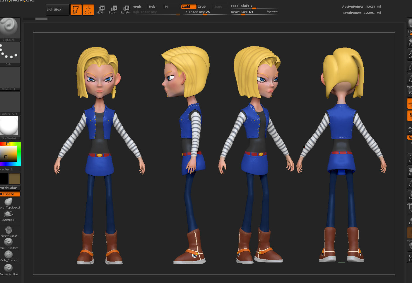 Android 18 realtime character rig 3D model_11