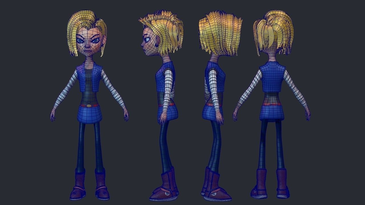 Android 18 realtime character rig 3D model_10