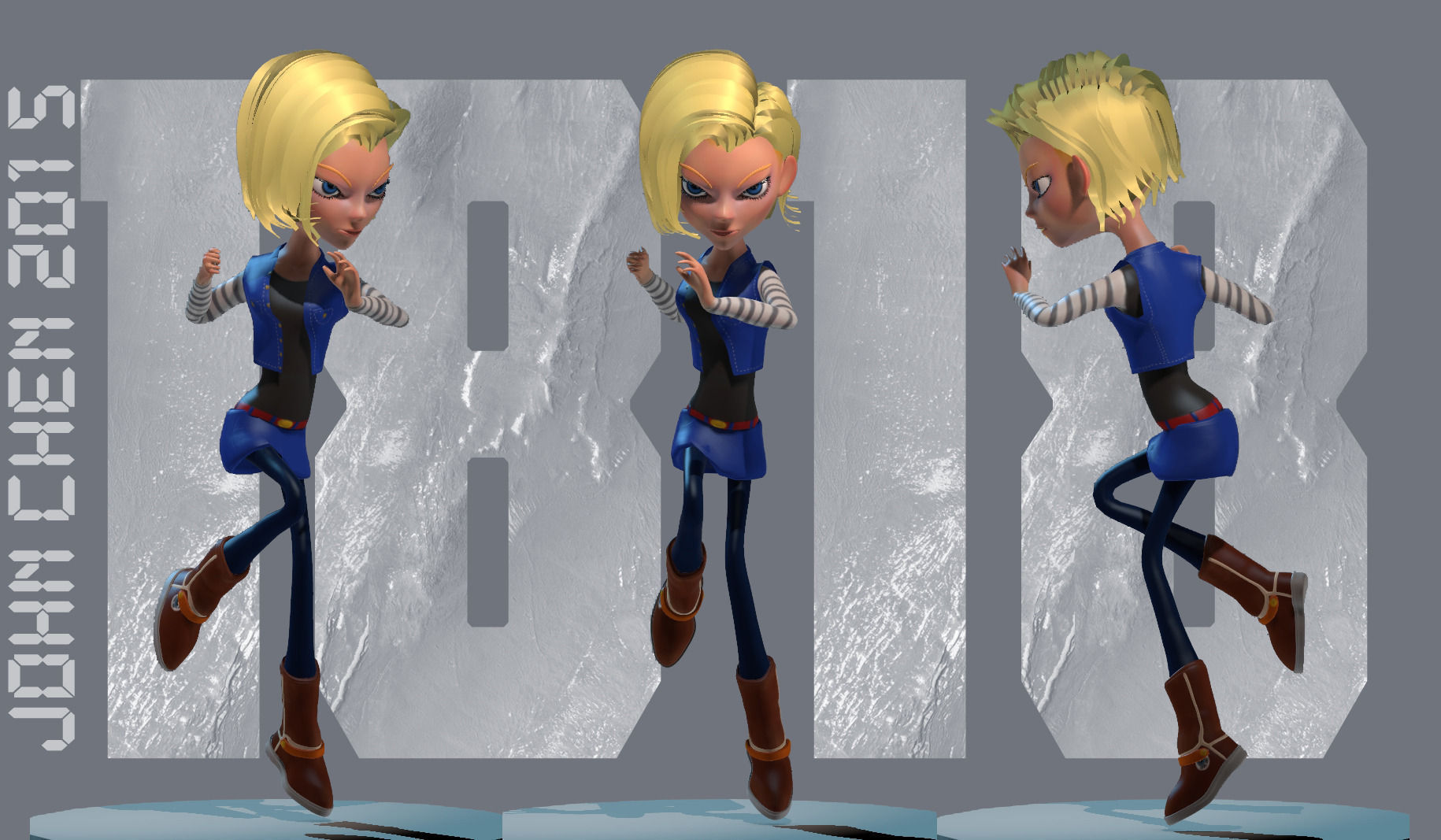 Android 18 realtime character rig 3D model_12