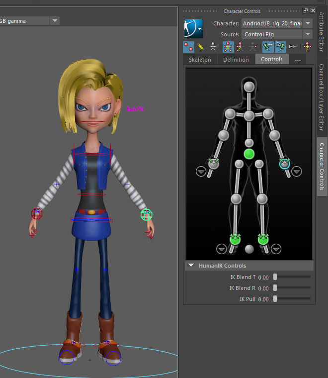 Android 18 realtime character rig 3D model_7