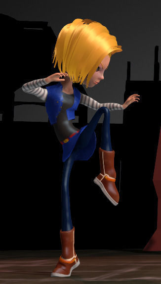 Android 18 realtime character rig 3D model_4