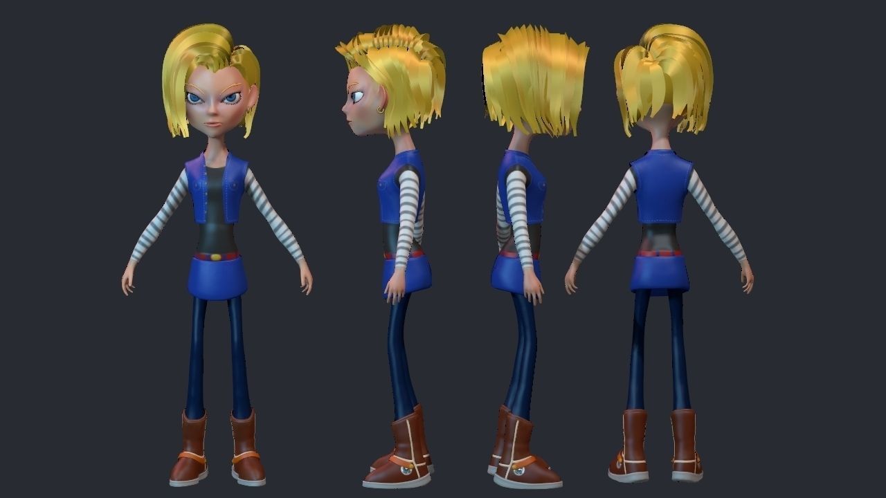 Android 18 realtime character rig 3D model_9
