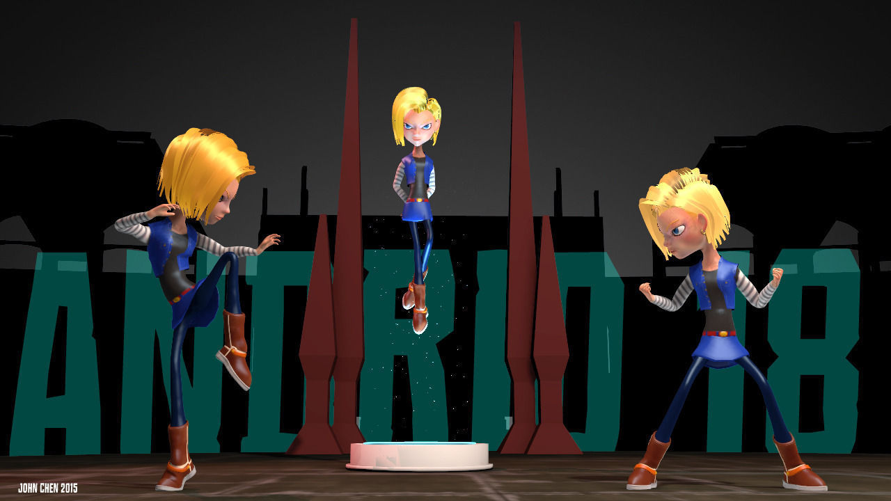 Android 18 realtime character rig 3D model_3