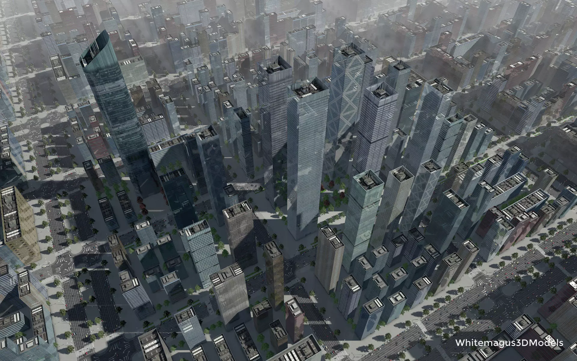 High Rise City V  Low-poly 3D model_0