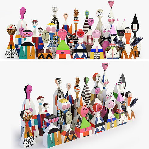 Vitra Wooden Dolls Full Set 3D model