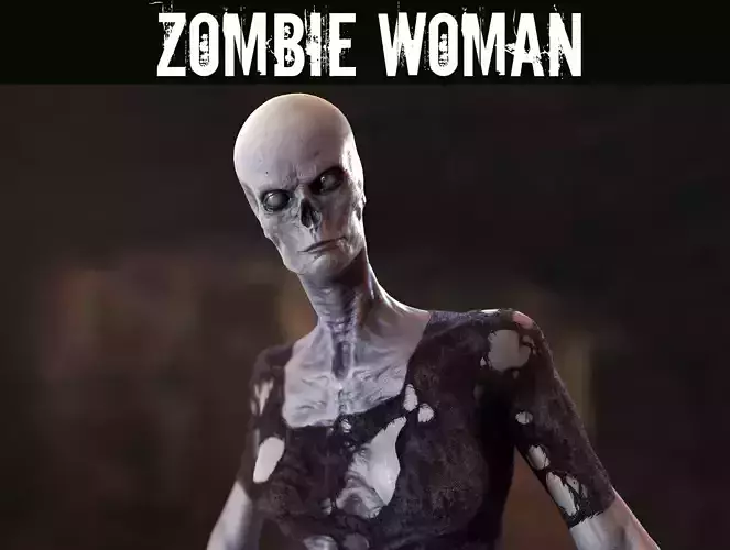 Zombie Woman Low-poly 3D model