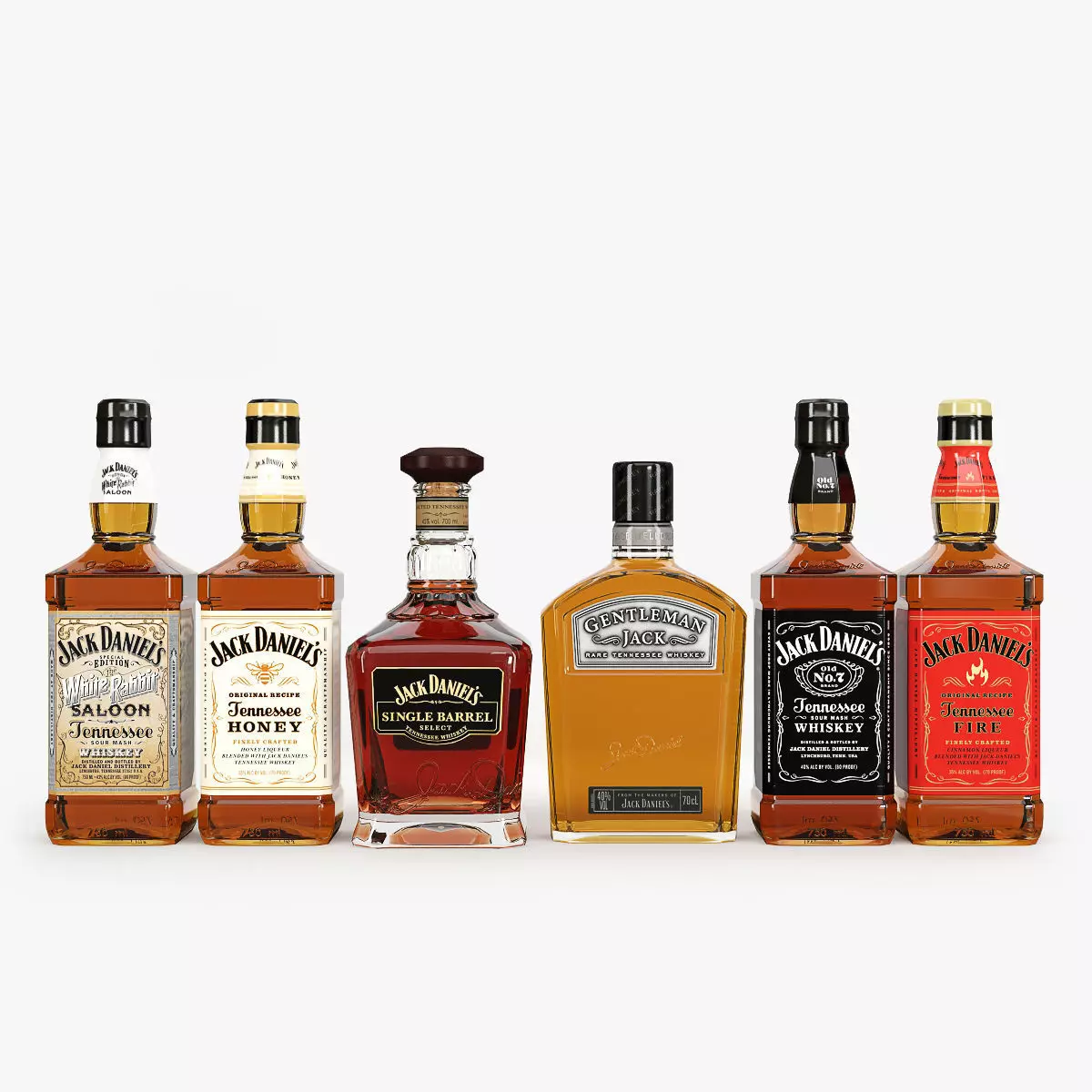 Jack Daniels Bottles Collection 3D model_0