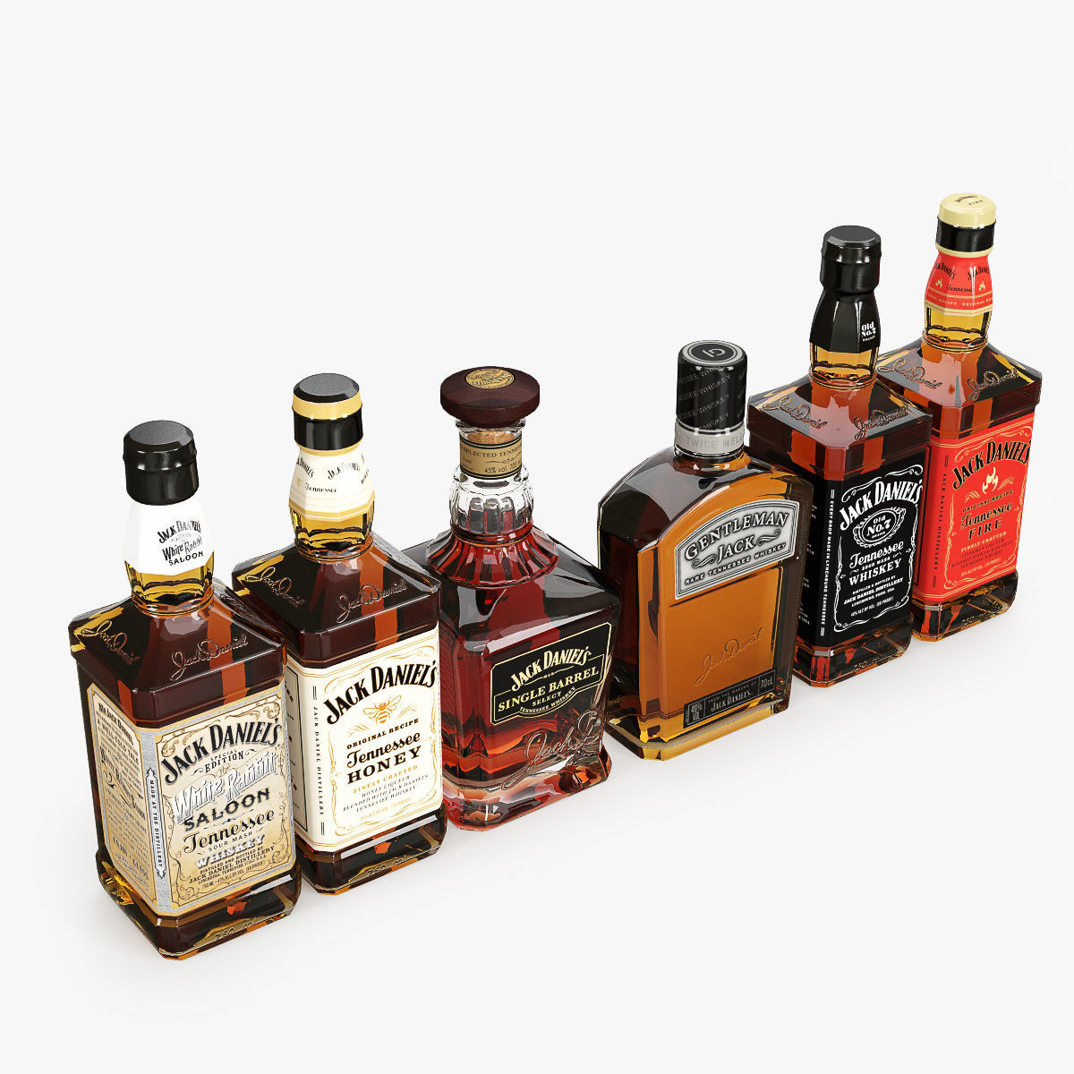Jack Daniels Bottles Collection 3D model_16