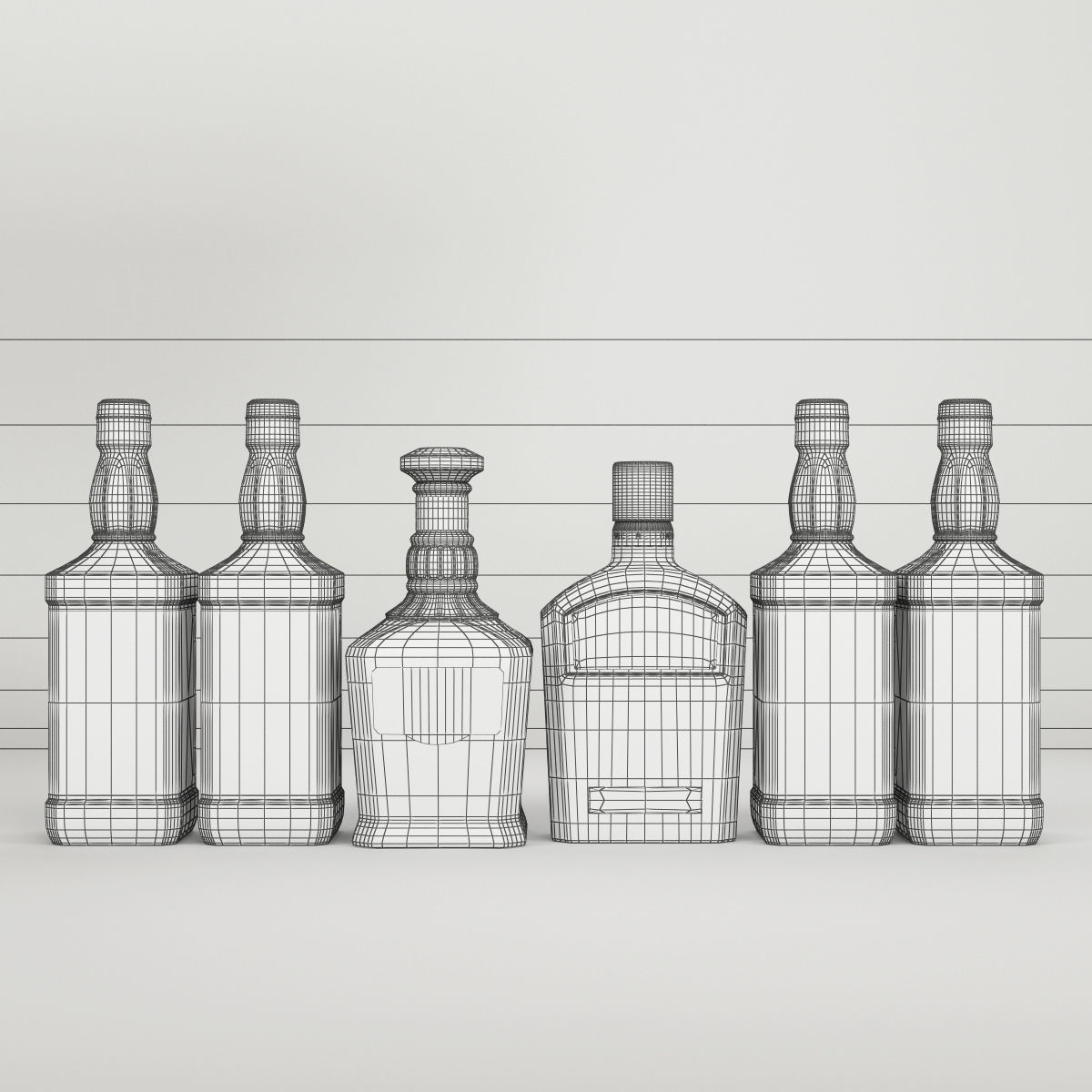 Jack Daniels Bottles Collection 3D model_11