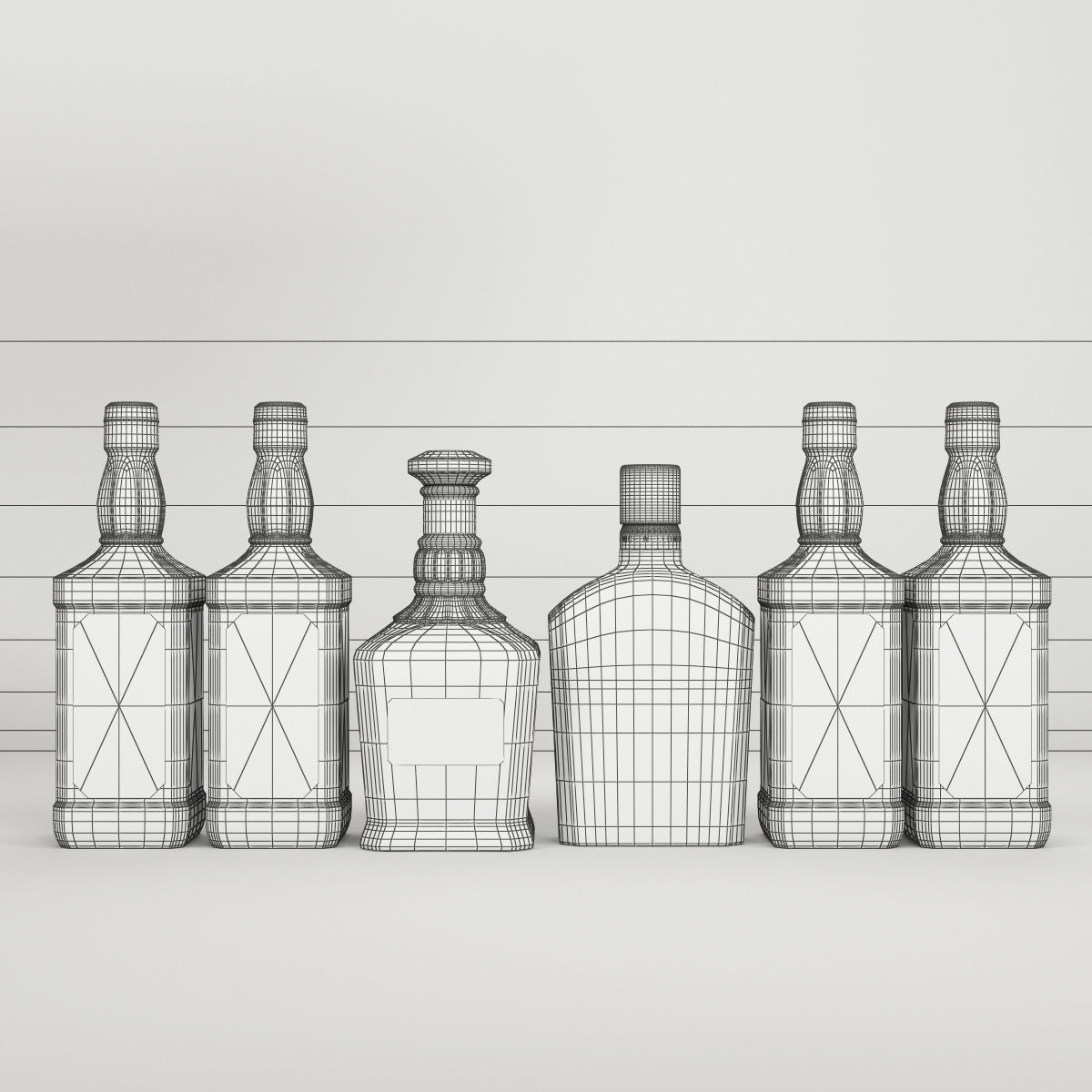 Jack Daniels Bottles Collection 3D model_13