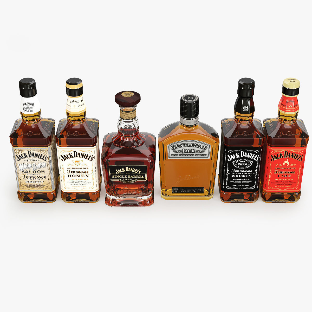 Jack Daniels Bottles Collection 3D model_14